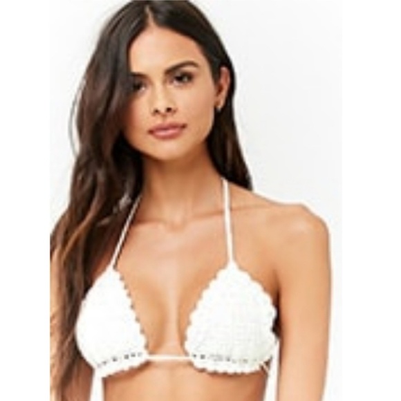 white crochet bikini top